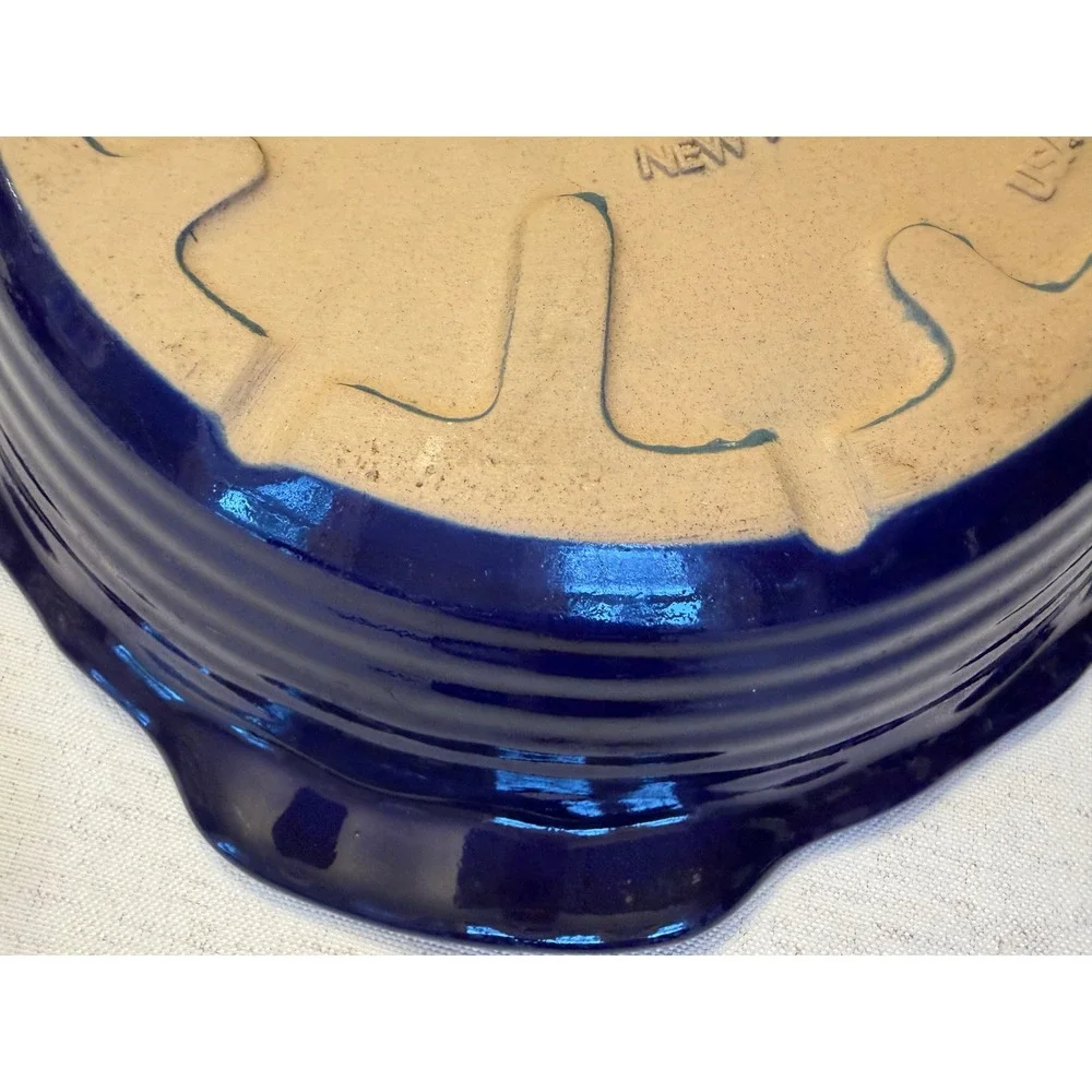 Pampered Chef Deep Dish Pie Plate Blue 9in Excellent Scalloped Stoneware